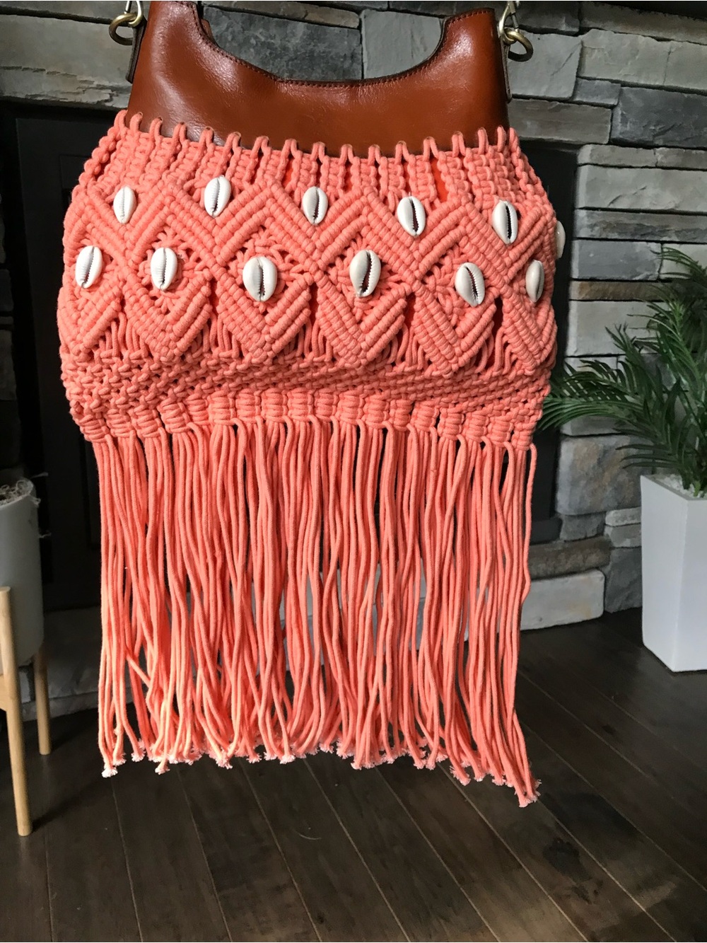 Patricia Nash Boho Fringe Macramé Crossbody – Coral/Shell – Like New – Rare - Picture 12 of 13